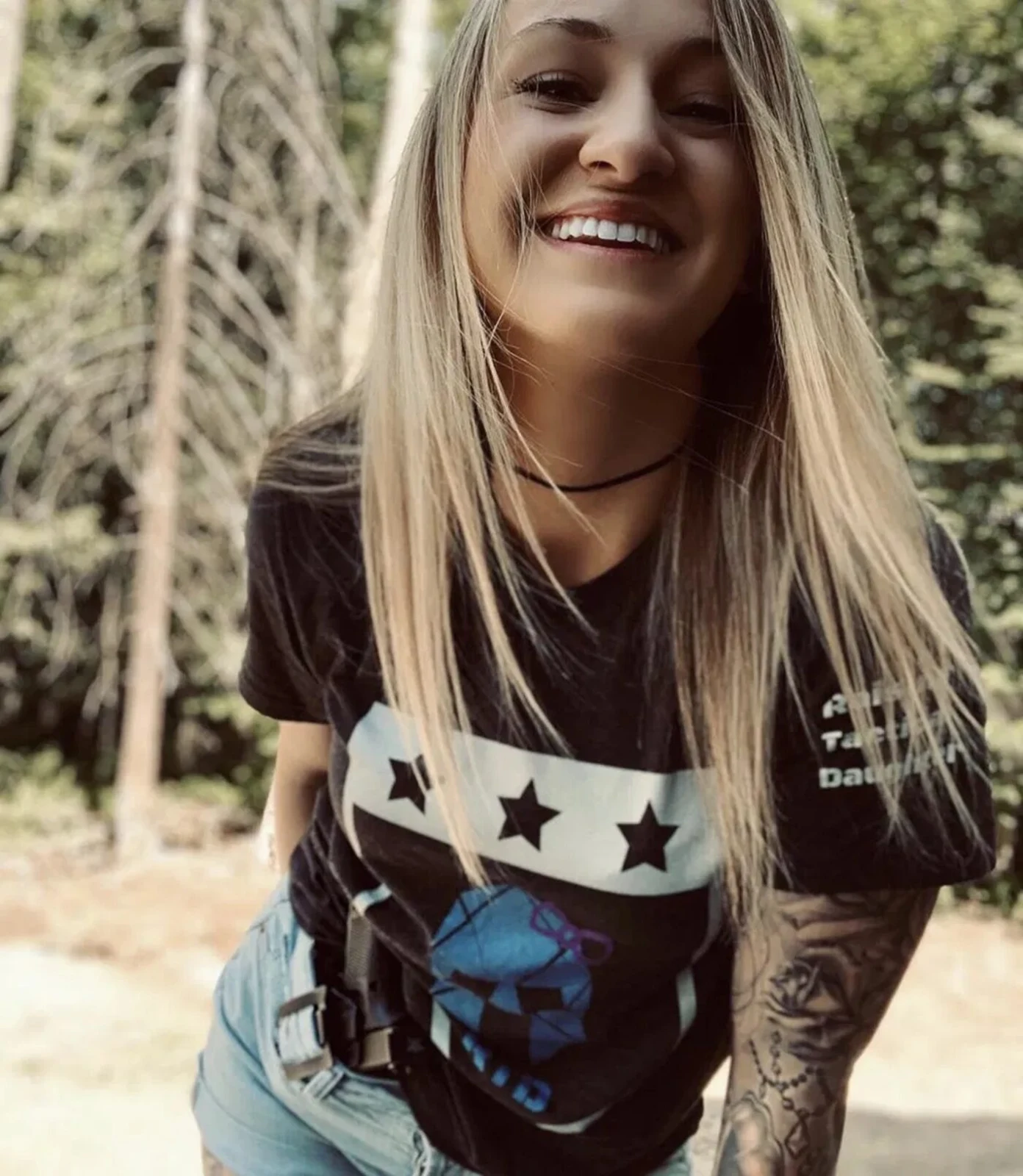 RTD community member wearing the shield outdoors